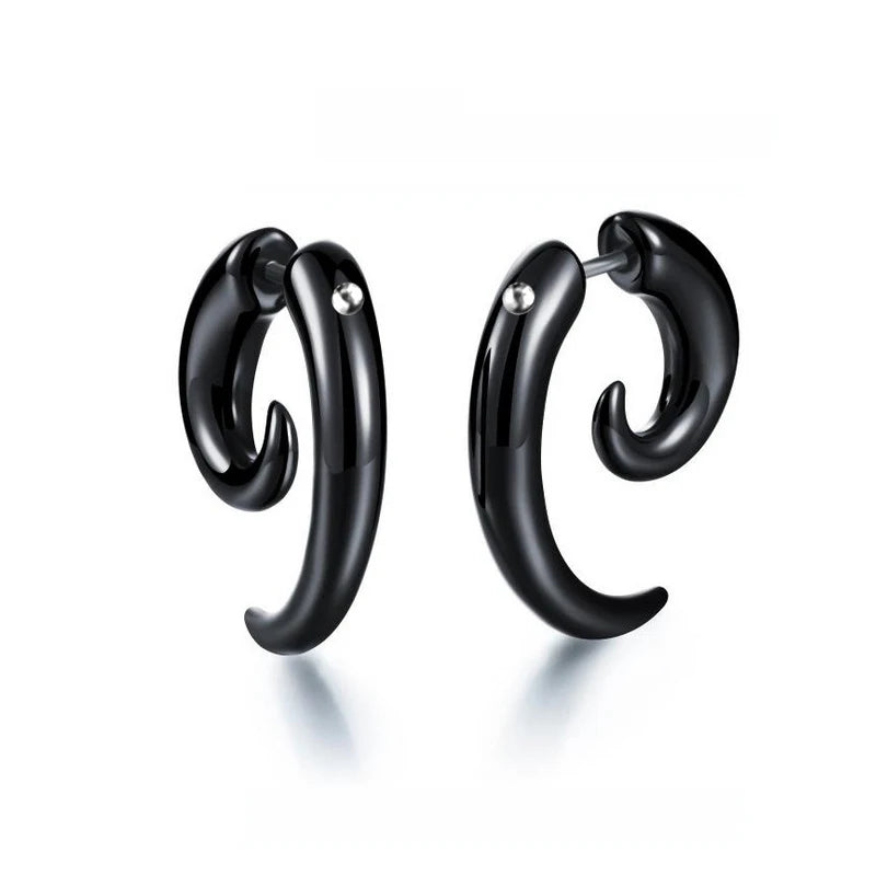 1 Pair Punk Black Multiple Styles Stainless/Titanium Steel Stud Earrings for Men and Women Gothic Street Pop Hip Hop Ear Jewelry