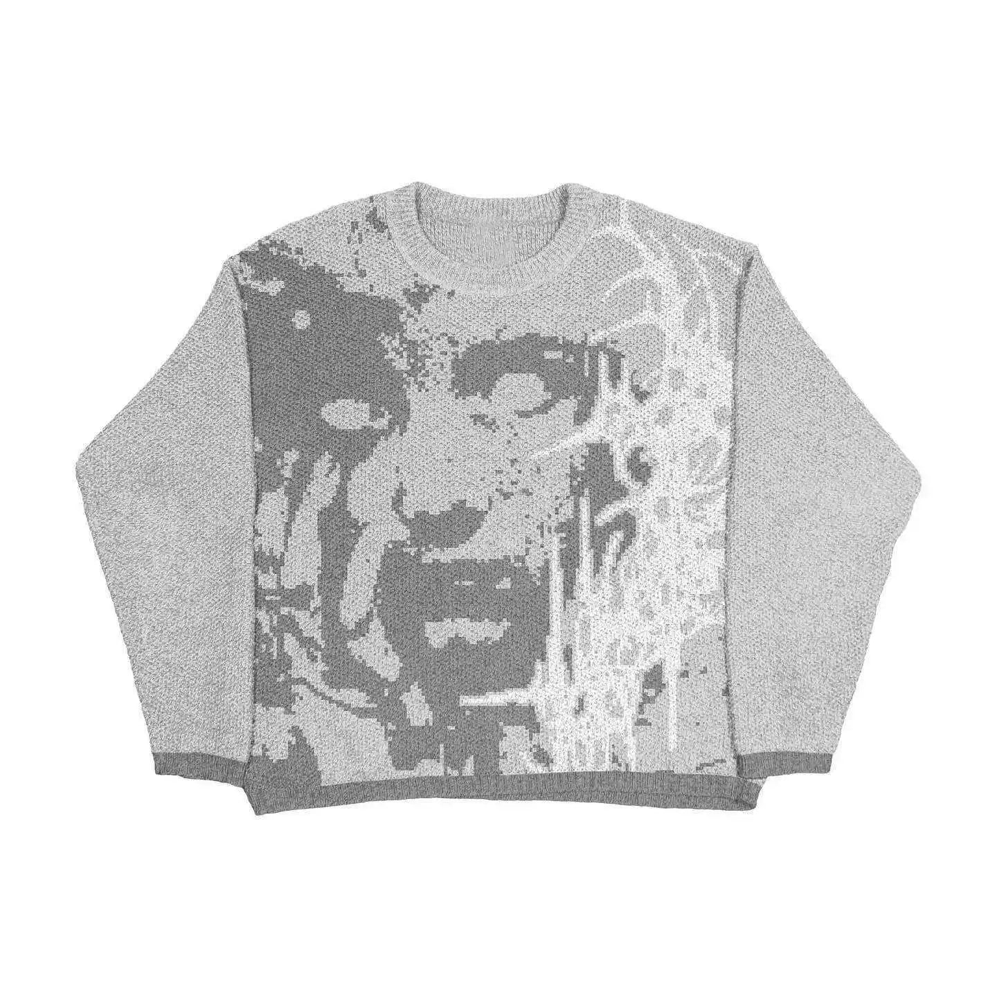 Men and Women'S Hip Hop Knitted Sweater, Harajuku Fashion, Spider Boy Pattern Printed Loose Top, Casual Street Wear Pullover, 20