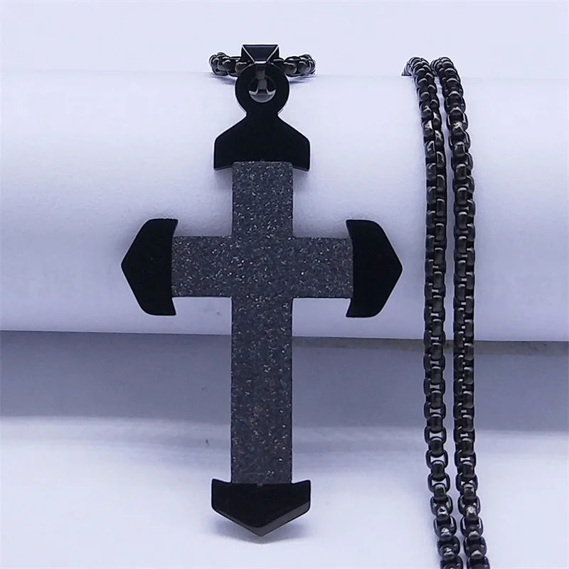 Catholicism Cross Stainless Steel Necklace Men Gold Color Chain Necklaces Anniversary Birthday Gift Jewerly Corrente Masculina