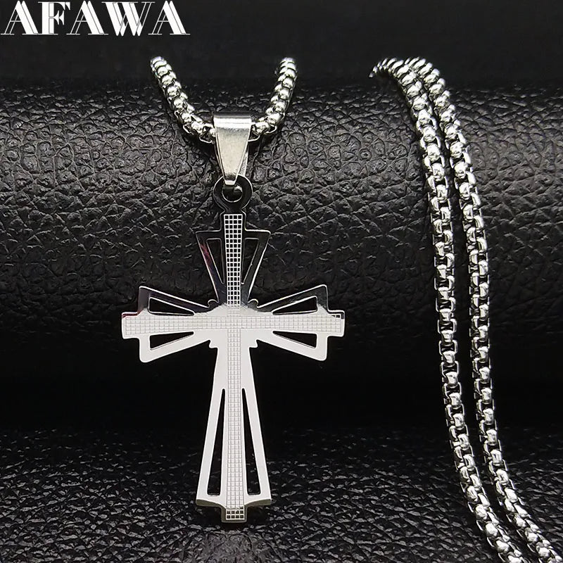Catholicism Cross Stainless Steel Necklace Men Gold Color Chain Necklaces Anniversary Birthday Gift Jewerly Corrente Masculina