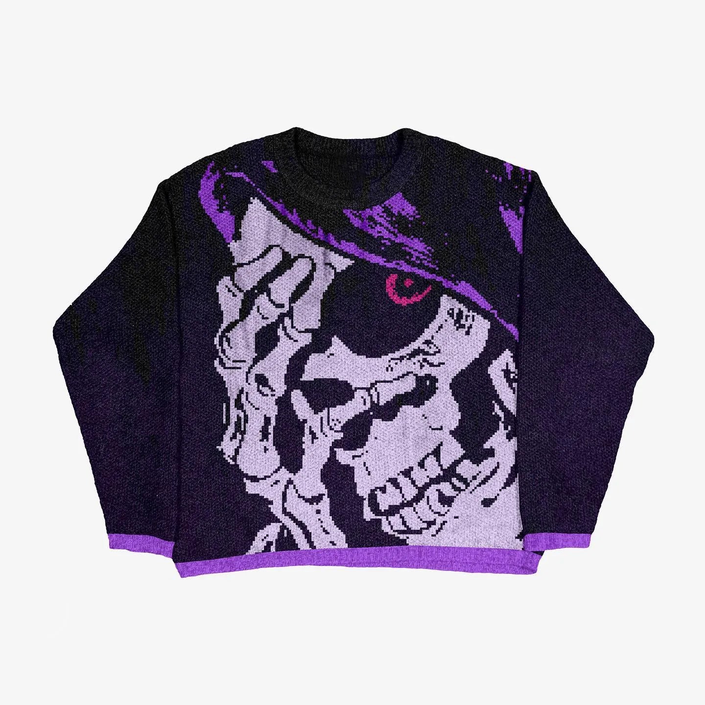 Men and Women'S Hip Hop Knitted Sweater, Harajuku Fashion, Spider Boy Pattern Printed Loose Top, Casual Street Wear Pullover, 20
