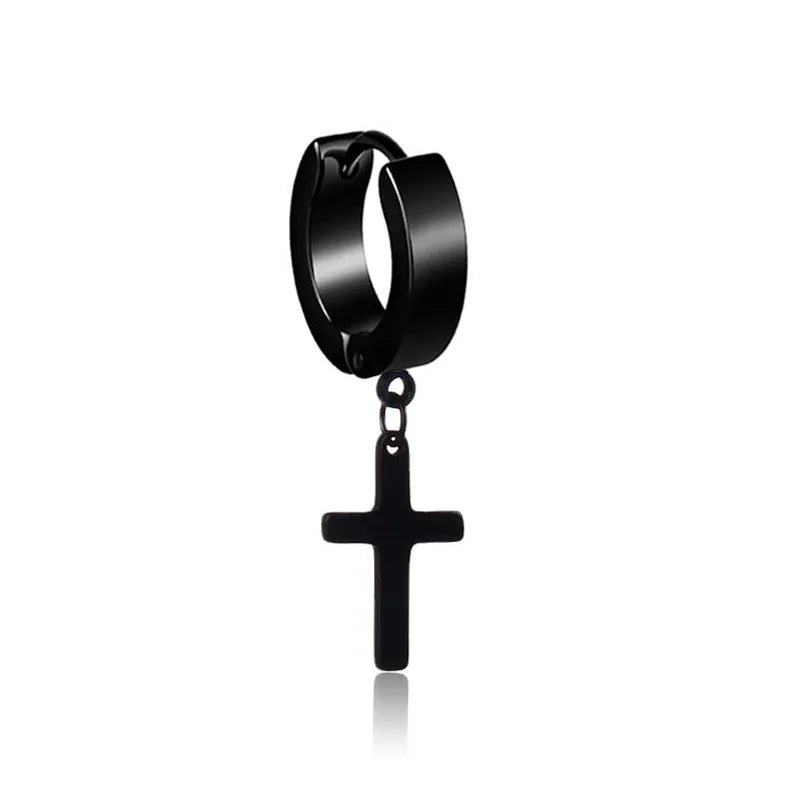 1 Pair Punk Black Multiple Styles Stainless/Titanium Steel Stud Earrings for Men and Women Gothic Street Pop Hip Hop Ear Jewelry