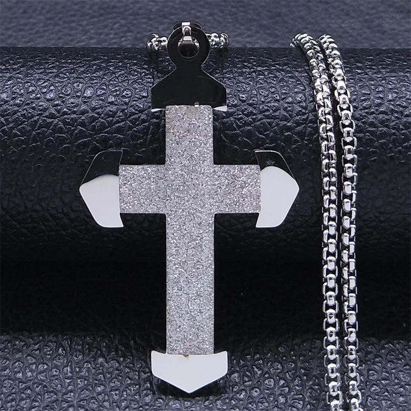 Catholicism Cross Stainless Steel Necklace Men Gold Color Chain Necklaces Anniversary Birthday Gift Jewerly Corrente Masculina