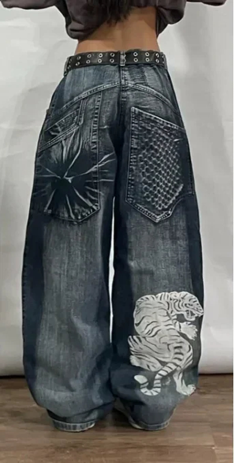 Retro Southpole Jeans Skull Watermark Loose Jeans Men Women Y2K Harajuku Gothic Hip Hop Skateboard Pants Street Wear Mom Jeans