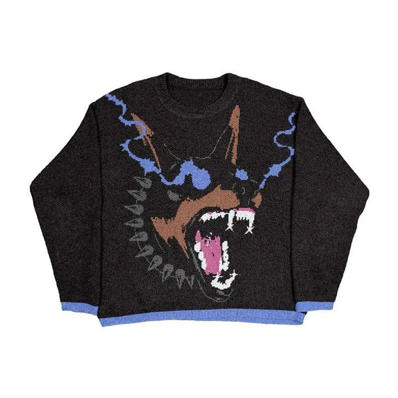 Men and Women'S Hip Hop Knitted Sweater, Harajuku Fashion, Spider Boy Pattern Printed Loose Top, Casual Street Wear Pullover, 20