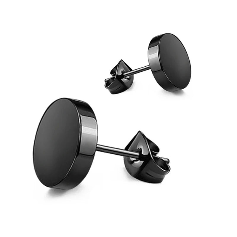 1 Pair Punk Black Multiple Styles Stainless/Titanium Steel Stud Earrings for Men and Women Gothic Street Pop Hip Hop Ear Jewelry