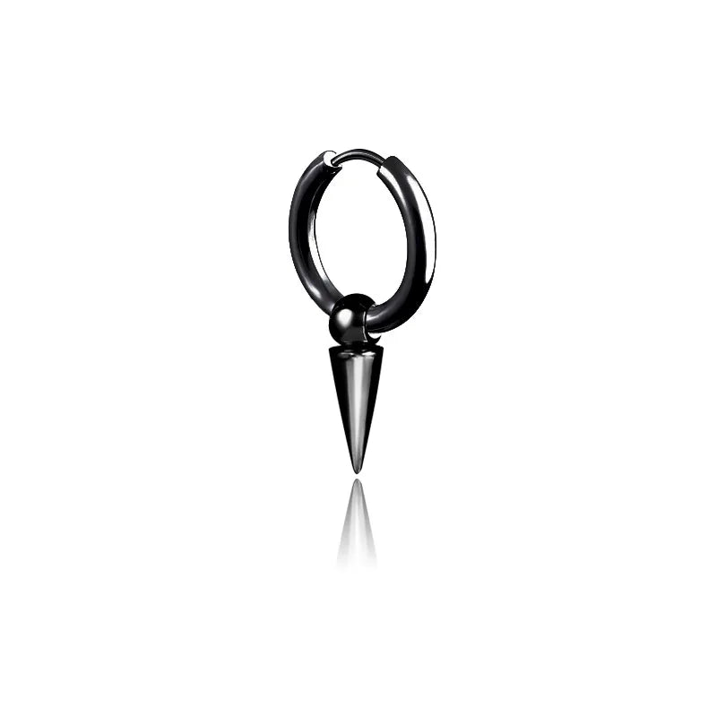 1 Pair Punk Black Multiple Styles Stainless/Titanium Steel Stud Earrings for Men and Women Gothic Street Pop Hip Hop Ear Jewelry