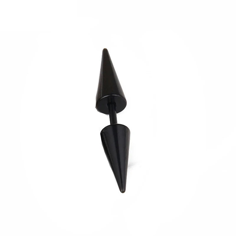 1 Pair Punk Black Multiple Styles Stainless/Titanium Steel Stud Earrings for Men and Women Gothic Street Pop Hip Hop Ear Jewelry