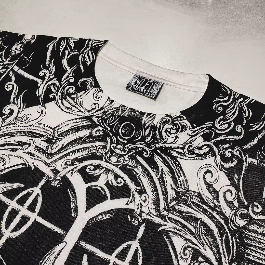New Gothic Y2K Top Hip Hop Punk Devil Pattern T Shirt Short Sleeve Men and Women Harajuku Loose Casual T Shirts Tops Streetwear