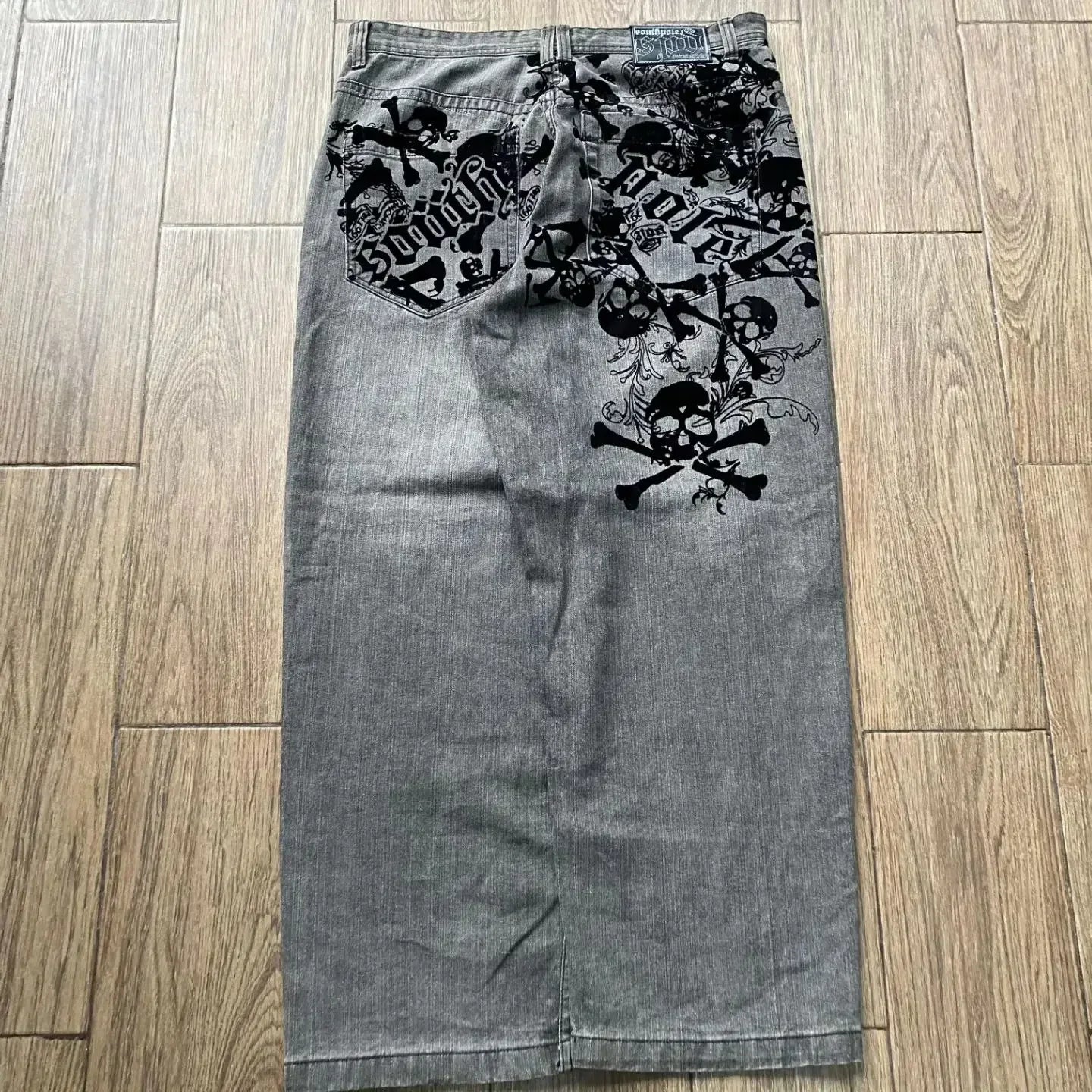 Retro Southpole Jeans Skull Watermark Loose Jeans Men Women Y2K Harajuku Gothic Hip Hop Skateboard Pants Street Wear Mom Jeans