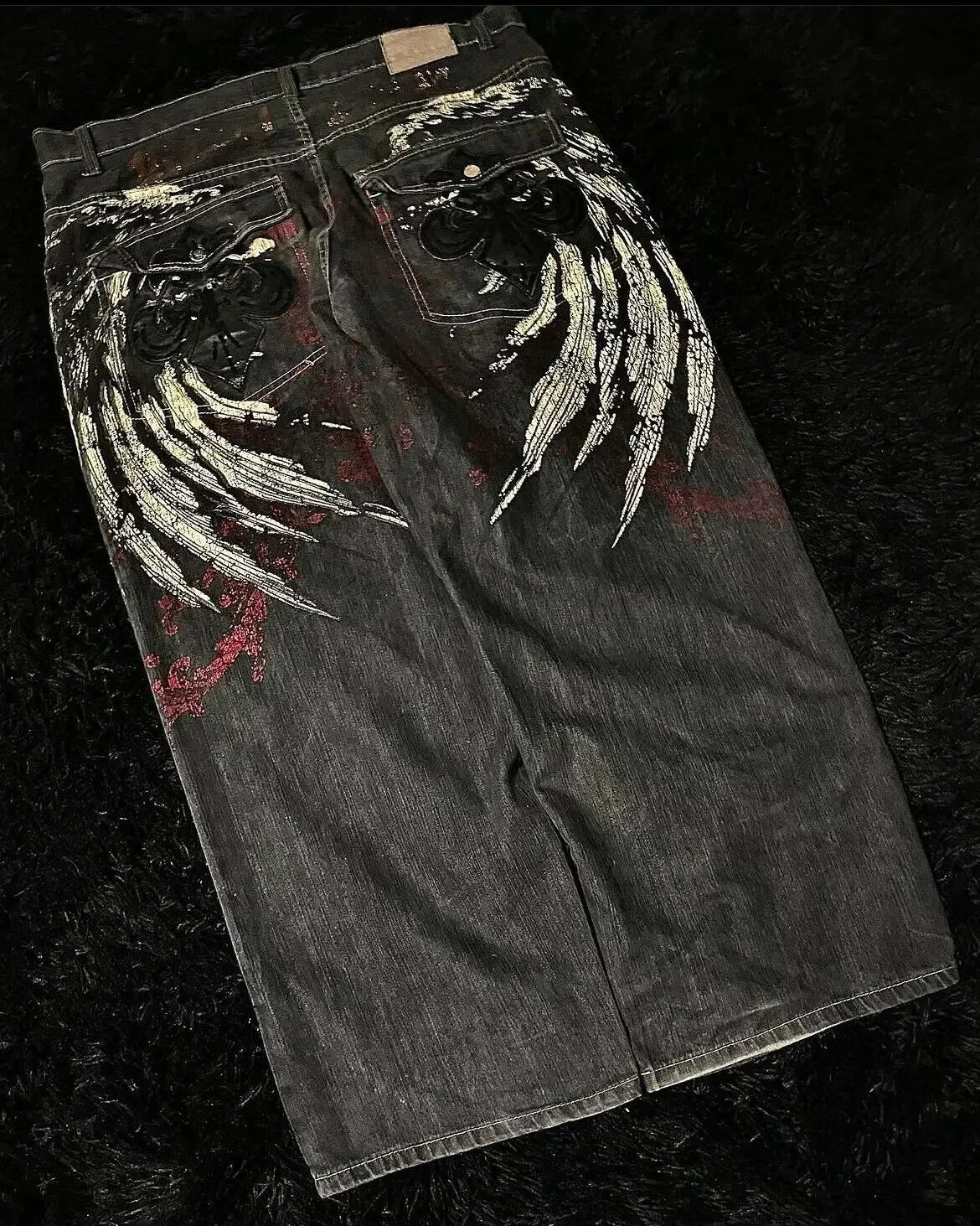 Retro Southpole Jeans Skull Watermark Loose Jeans Men Women Y2K Harajuku Gothic Hip Hop Skateboard Pants Street Wear Mom Jeans