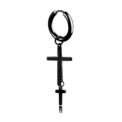 1 Pair Punk Black Multiple Styles Stainless/Titanium Steel Stud Earrings for Men and Women Gothic Street Pop Hip Hop Ear Jewelry
