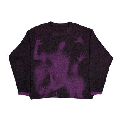 Men and Women'S Hip Hop Knitted Sweater, Harajuku Fashion, Spider Boy Pattern Printed Loose Top, Casual Street Wear Pullover, 20