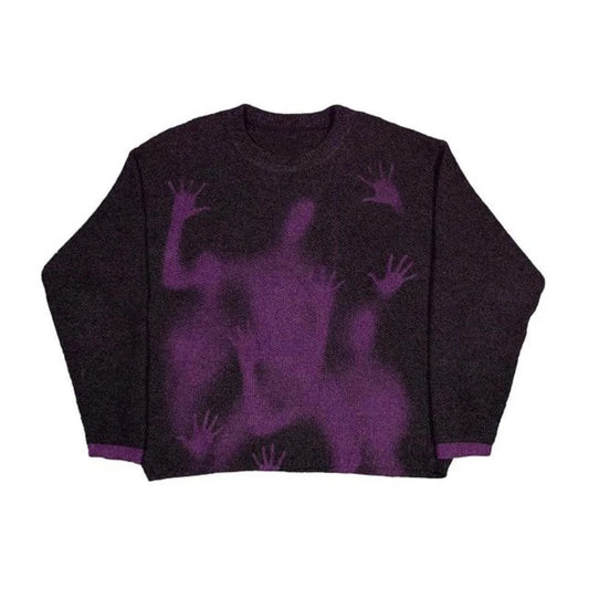 Men and Women'S Hip Hop Knitted Sweater, Harajuku Fashion, Spider Boy Pattern Printed Loose Top, Casual Street Wear Pullover, 20