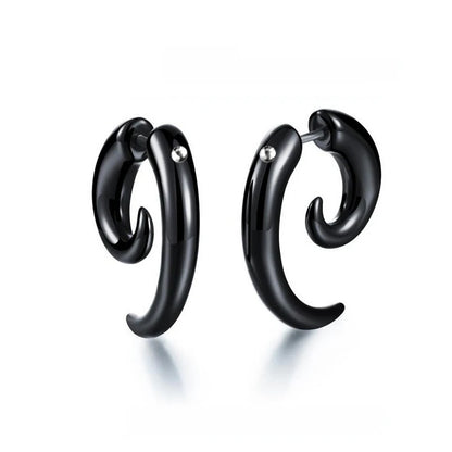 1 Pair Punk Black Multiple Styles Stainless/Titanium Steel Stud Earrings for Men and Women Gothic Street Pop Hip Hop Ear Jewelry