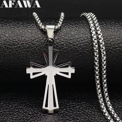 Catholicism Cross Stainless Steel Necklace Men Gold Color Chain Necklaces Anniversary Birthday Gift Jewerly Corrente Masculina