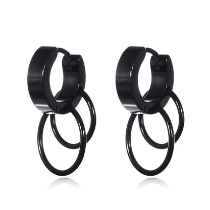1 Pair Punk Black Multiple Styles Stainless/Titanium Steel Stud Earrings for Men and Women Gothic Street Pop Hip Hop Ear Jewelry