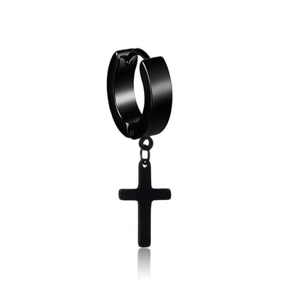 1 Pair Punk Black Multiple Styles Stainless/Titanium Steel Stud Earrings for Men and Women Gothic Street Pop Hip Hop Ear Jewelry