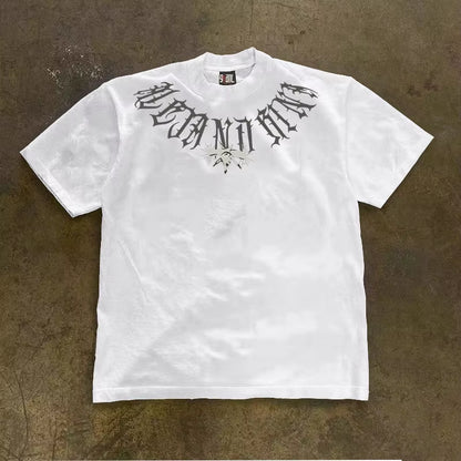 Retro Goth Y2K Top Harajuku Hip Hop Graphic T Shirts Men and Women round Neck Short Sleeve Letter Print T Shirt Streetwear Tops