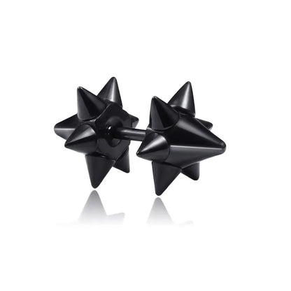 1 Pair Punk Black Multiple Styles Stainless/Titanium Steel Stud Earrings for Men and Women Gothic Street Pop Hip Hop Ear Jewelry