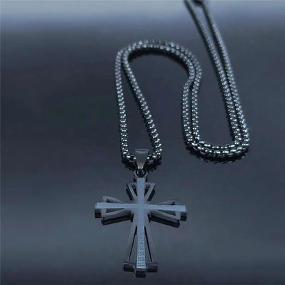 Catholicism Cross Stainless Steel Necklace Men Gold Color Chain Necklaces Anniversary Birthday Gift Jewerly Corrente Masculina