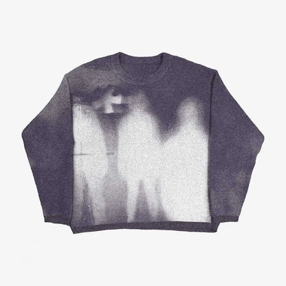 Men and Women'S Hip Hop Knitted Sweater, Harajuku Fashion, Spider Boy Pattern Printed Loose Top, Casual Street Wear Pullover, 20